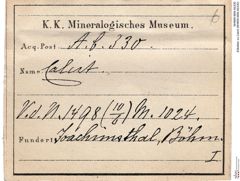 Etiketten zu Calcit (NHMW-MIN-Ab330)